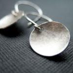 Hammered Sterling Silver Earrings Round Circles..