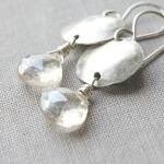 Quartz Gemstone Earrings Sterling Silver Bridal..