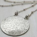 Moonglow Sterling Silver Necklace, Round Disc..