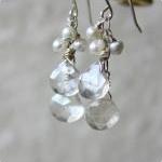 Freshwater Pearl Gemstone Earrings, Wedding Bridal..