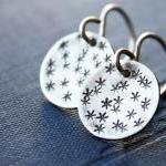 Sterling Silver Star Earrings, Stamped Stars,..