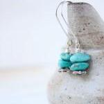 Turquoise Earrings,sterling Silver. Long Chunky..