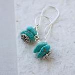 Turquoise Earrings,sterling Silver. Long Chunky..