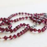 Garnet Necklace Red Gemstone Necklace Hand Knotted..