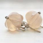 Summer Peach Moonstone Earrings, Sterling Silver,..