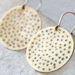 Constellation Gold Star Earrings, Brass Round,..