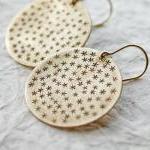 Constellation Gold Star Earrings, Brass Round,..