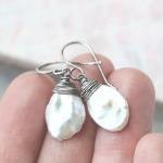 Pearl Earrings, White Wedding Bridal Jewelry,..