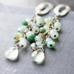 Gemstone Earrings Peruvian Opal Blue Green Organic..