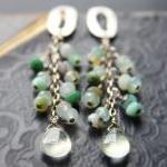 Gemstone Earrings Peruvian Opal Blue Green Organic..