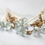 Chandelier Earrings Aquamarine, Gemstone Gold,..